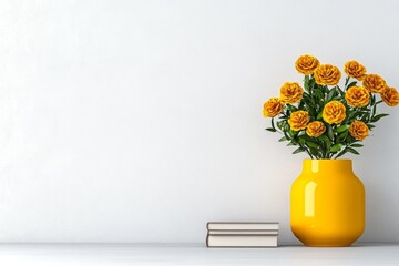 A minimalist workspace featuring a book with a sleek cover, a notebook, and a modern desk lamp