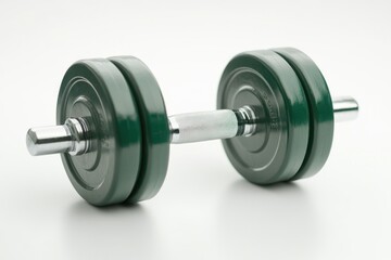 Naklejka premium A pair of green ceramic dinner plates on a clean white surface, perfect for flat lay compositions and minimalistic designs