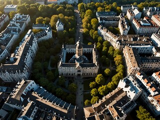 Fototapeta premium Aerial view of Kassel city center, Germany.