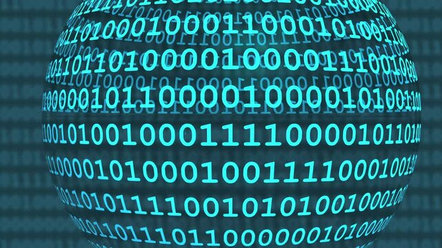 Binary and hex computer globe animation