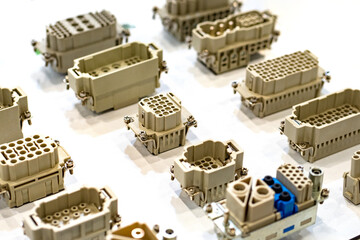 Power connectors for electrical equipment. Connectors of different shapes for wires and cables....