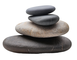 Collection of pile of water river stone, spa stone shapes isolated on transparent background