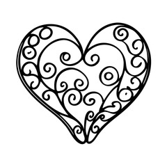 Heart with intricate swirl design illustration