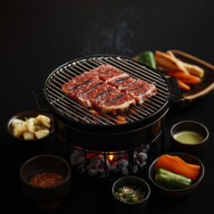 Grilling wagyu beef outdoor barbecue food cozy ambiance close-up view culinary experience