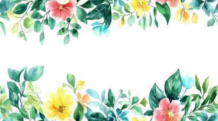 Obraz premium seamless of Watercolor forest seamless border. Watercolor forest background. Vector illustration. , isolated on white background, , copy space, copy space for text,