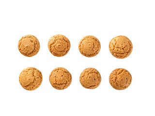 Set of cookie amaretti isolated on transparent background, traditional Italian Sardinian pastry. Delicious amaretti biscuit cookies from almond or apricot kernels cut out background with clipping path
