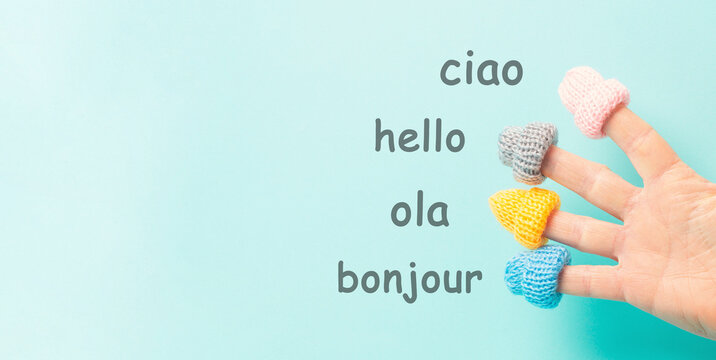 International Mother Language Day, word hello in different languages spoken worldwide, concept of multilingual business and community, global multilingualism