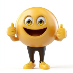 Fototapeta premium This fun and lively smiley character radiates happiness with its beaming grin and cheerful thumbs up, perfect for brightening messages and promotions anytime