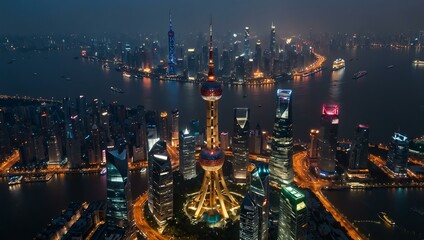 Fototapeta premium Aerial view of Shanghai.