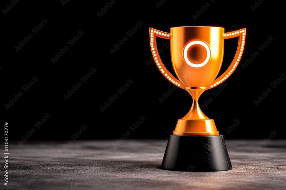 Poster achievement and business success represented by a sleek trophy and target icon in a tech-inspired st