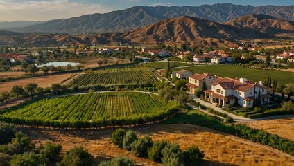 Naklejka premium Aerial view of Temecula, rural landscape.