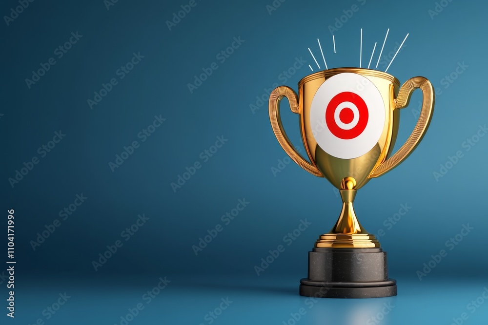 Aufkleber goals achievement concept featuring a glowing trophy and target symbol surrounded by futuristic digi