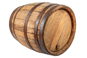Vintage Style Wooden Barrel Isolated on White Background - 3D Illustration with Clipping Path for Creative Projects