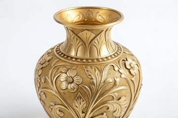 Stunning Art Nouveau Style Golden Vase Isolated on White Background - Decorative Home Decor, Vintage Aesthetic, Elegant Design, Luxurious Interior, Timeless Craftsmanship