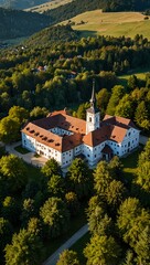 Obraz premium Aerial view of Traunkirchen, Austria.
