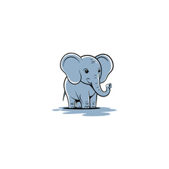 Illustration of Elephant cartoon vector, Happy cute elephant cartoon illustration, a drawing of an elephant, Cute elephant sticker vector illustration, cute baby elephant stickers