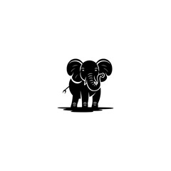 Illustration of Silhouette Elephant cartoon vector, Happy cute elephant cartoon Silhouette, a Silhouette drawing of an elephant, Cute elephant sticker vector Silhouette, cute baby elephant stickers