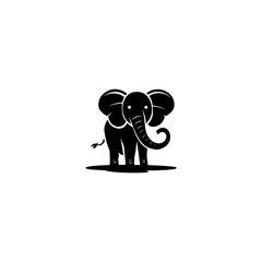 Obraz premium Illustration of Silhouette Elephant cartoon vector, Happy cute elephant cartoon Silhouette, a Silhouette drawing of an elephant, Cute elephant sticker vector Silhouette, cute baby elephant stickers