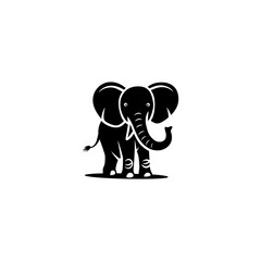 Illustration of Silhouette Elephant cartoon vector, Happy cute elephant cartoon Silhouette, a Silhouette drawing of an elephant, Cute elephant sticker vector Silhouette, cute baby elephant stickers