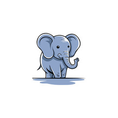 Illustration of Elephant cartoon vector, Happy cute elephant cartoon illustration, a drawing of an elephant, Cute elephant sticker vector illustration, cute baby elephant stickers