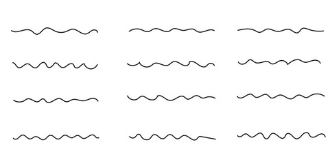 Abstract wave background. waves line set. waves collection vector. Black wave line and wavy zigzag seamless pattern lines isolated on white background. Vector illustration with editable stroke.