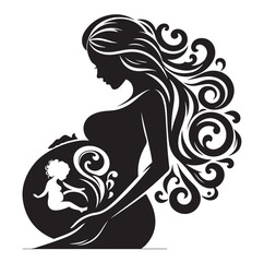 pregnant lady silhouette vector illustration