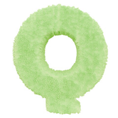 3D Fluffy Green Letter Q