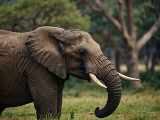 Obraz premium African elephant in its natural habitat.