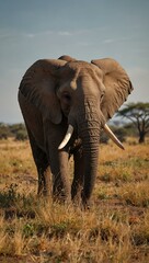 Fototapeta premium African elephant in the savannah.