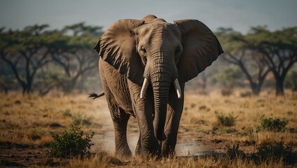 Fototapeta premium African elephant walking in the wild.