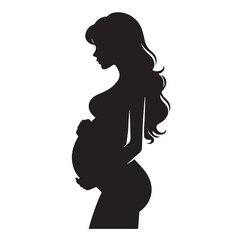 pregnant lady silhouette vector illustration