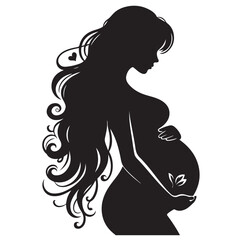 pregnant lady silhouette vector illustration