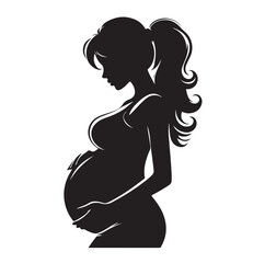 pregnant lady silhouette vector illustration