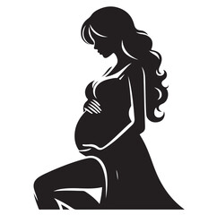 pregnant lady silhouette vector illustration