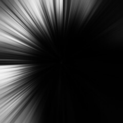 Black and white zoom motion effect. Abstract background. Grayscale lines. Monochrome texture backdrop and banner. Colorless gradient pattern and textured wallpaper.