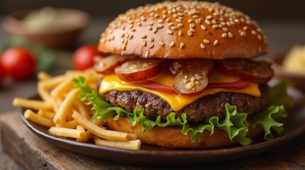 high-fat meal, photorealism, rich textures, food photography