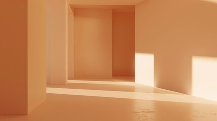 Fototapeta premium A minimalistic interior space with warm lighting and soft shadows.