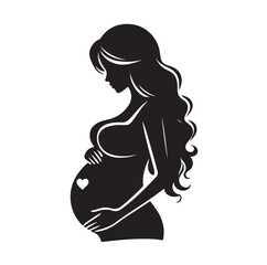 pregnant lady silhouette vector illustration
