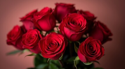 Obraz premium Beautiful bouquet of red roses elegantly arranged in a glass vase