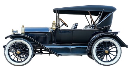 Vintage Old Car from the 1890s, on White Background, Wallpaper, Cover and Screen for Smartphone, PC, Laptop, 9:16 and 16:9 Format