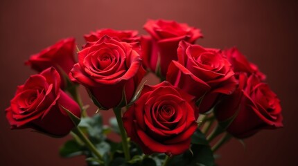 Obraz premium Beautiful bouquet of red roses elegantly arranged in a glass vase