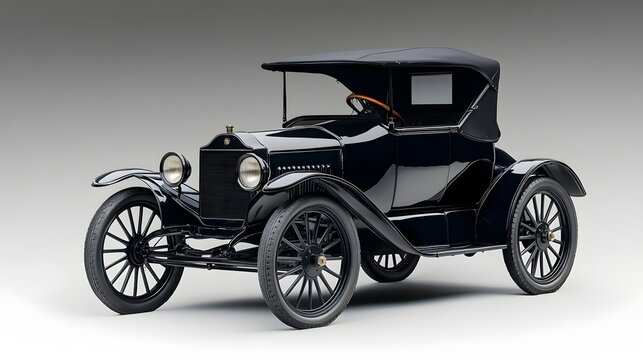 Vintage Old Car from the 1890s, on White Background, Wallpaper, Cover and Screen for Smartphone, PC, Laptop, 9:16 and 16:9 Format