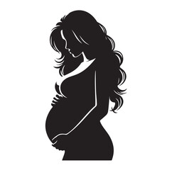 pregnant lady silhouette vector illustration