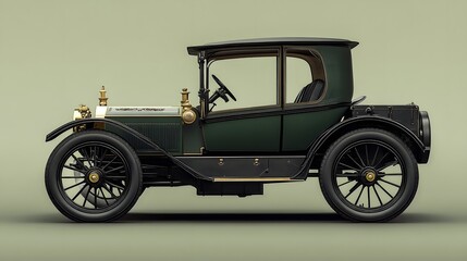 Vintage Old Car from the 1890s, on White Background, Wallpaper, Cover and Screen for Smartphone, PC, Laptop, 9:16 and 16:9 Format