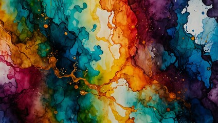 Alcohol ink liquid painting with fluid stains.