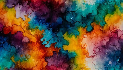 Alcohol ink liquid painting with fluid stains.