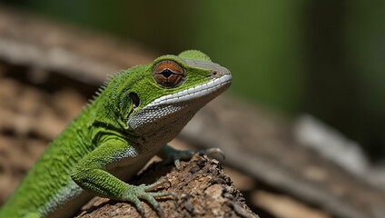 Fototapeta premium Alert anole lizard.