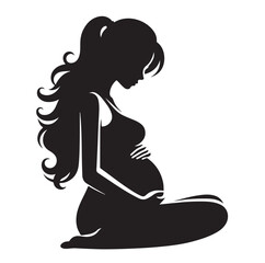 pregnant lady silhouette vector illustration