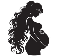 pregnant lady silhouette vector illustration