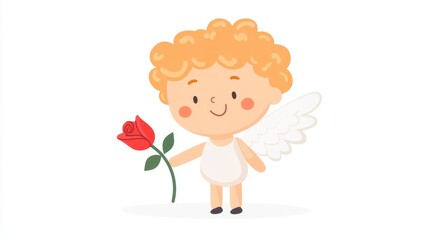 Fototapeta premium Adorable Cartoon Angel or cupid Holding a Heart.